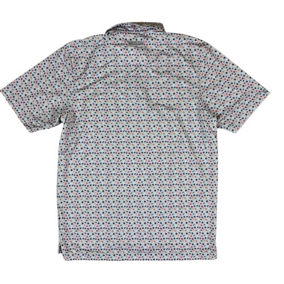 Straight Down Performance White Multi Color Dot Print Golf Polo Stretch M Men’s - Picture 2 of 5